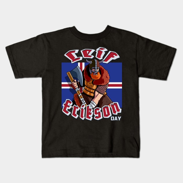 Leif Erikson Day 1000 AD Viking Explorer Kids T-Shirt by Noseking